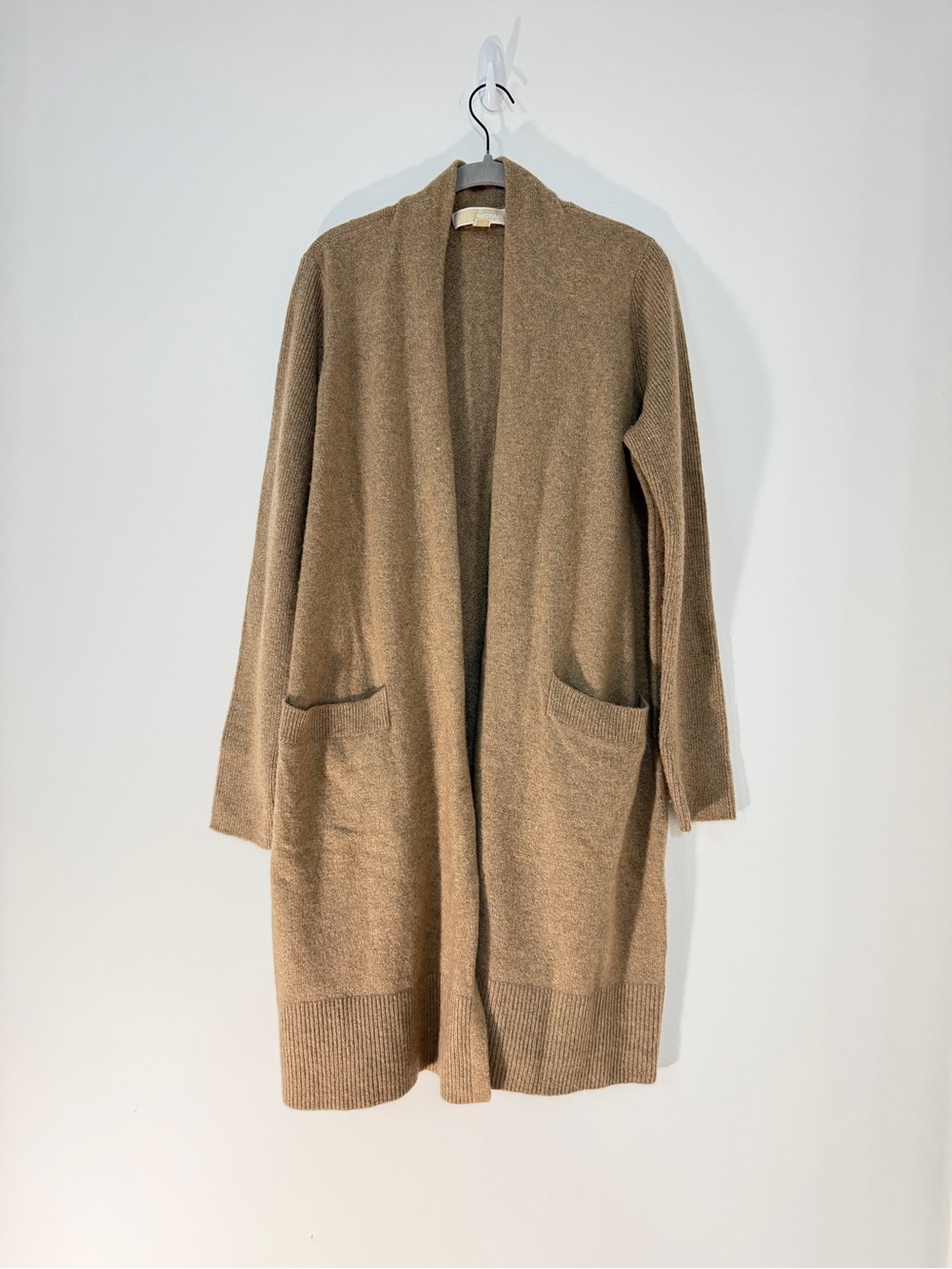 Michael Kors Open-Front Long Cardigan Sweater - Camel Brown
